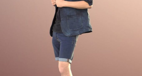 Teenager Hipster Boy Standing low-poly 3d model